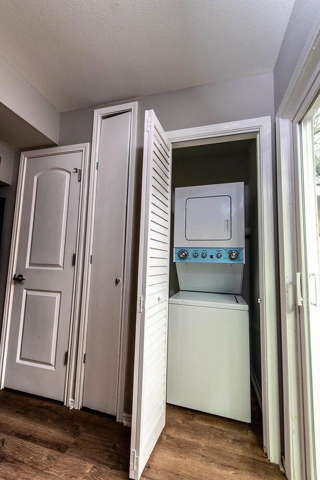 Laundry closet with stackable washer and dryer